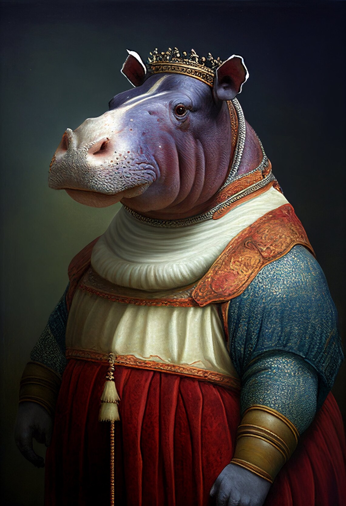 Aristocratic Hippo Renaissance Portrait Art Print