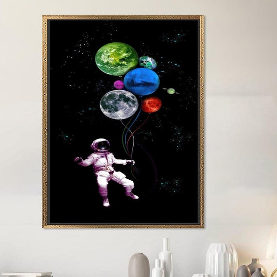 Astonaut Wall Hangings Kids Art Moon Grandma Gift Personalized Astronaut Canvas Office Decor Modern