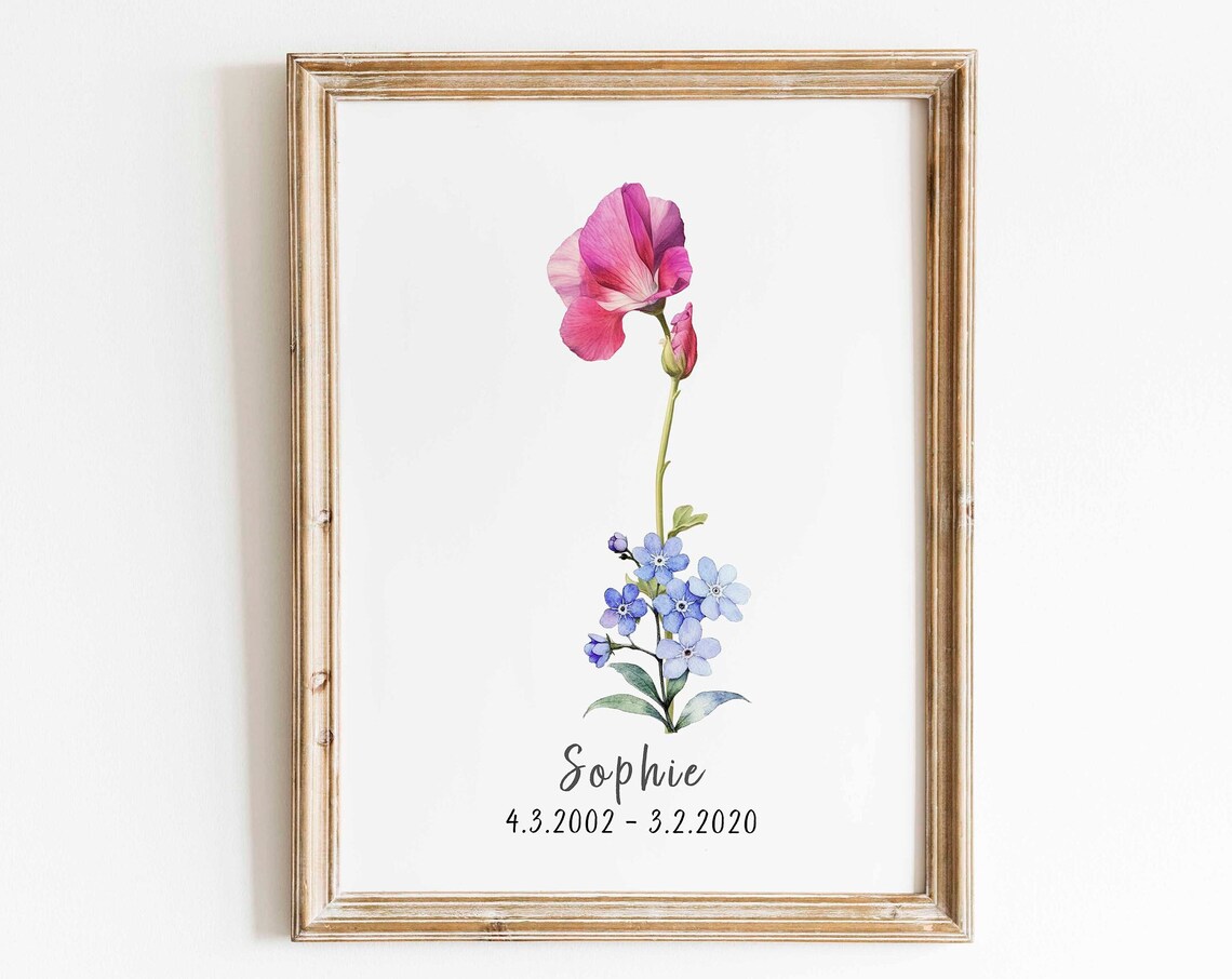 Custom Family Birth Month Flower Art Print