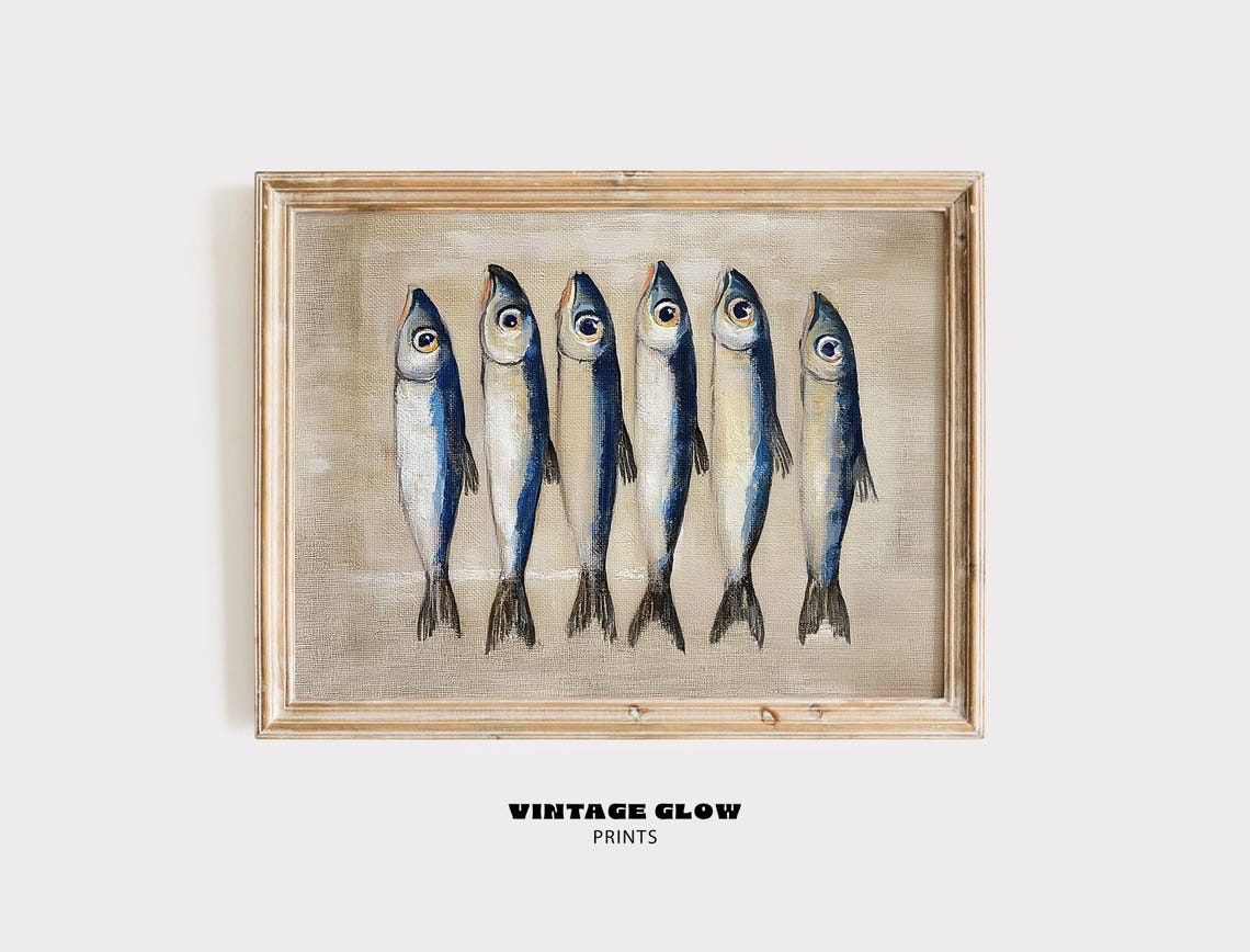 Sardine Still Life Vintage Coastal Kitchen Fish Market Art Poster