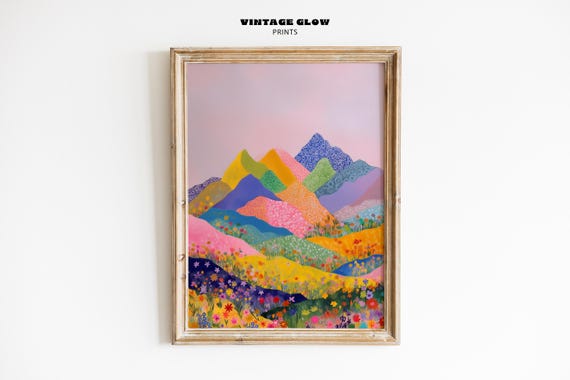 Colorful Abstract Mountain Print Patchwork Landscape Wall Art Modern Scenery Painting Living Room Decor V330