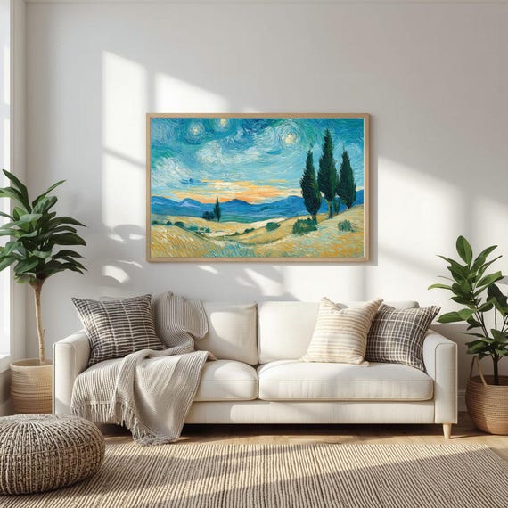 Sunlit Sahara Dunes Art Print Vintage Desert Landscape