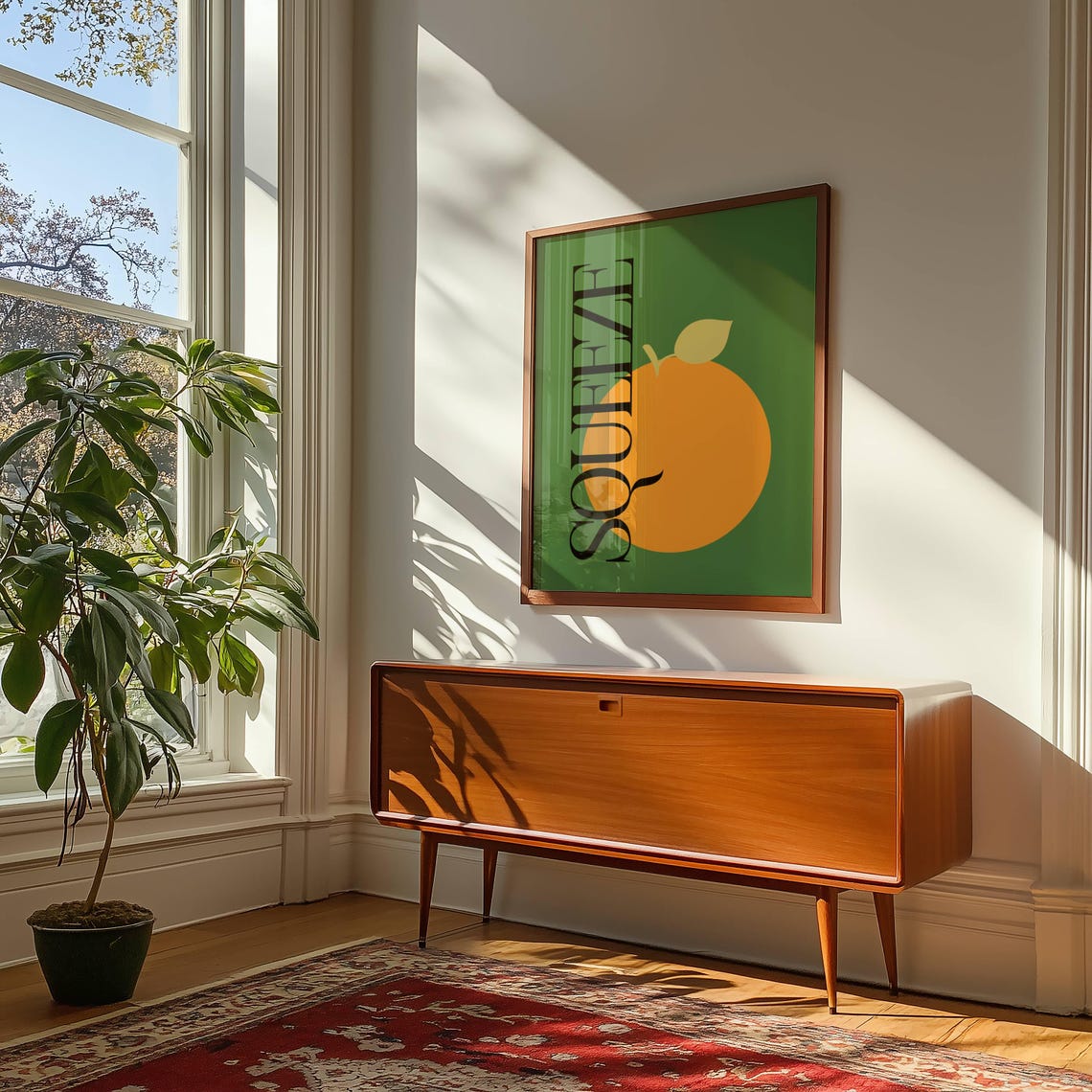 Modern Abstract Fruit Art Print Colourful Minimalist For Mid Century Wall Decor - Image 2