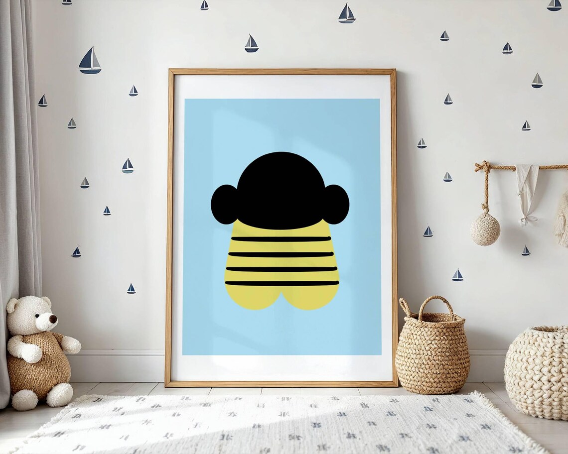 Bee Art Print, Modern Minimalist Nursery Decor