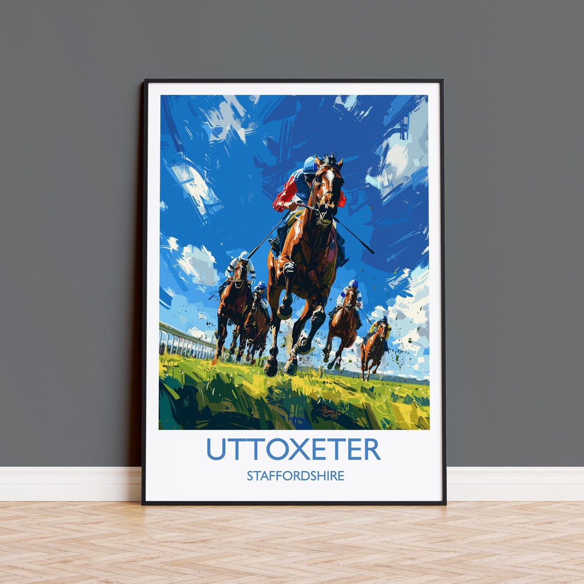 Uttoxeter Staffordshire Horse Racing Charge Racecourse Poster