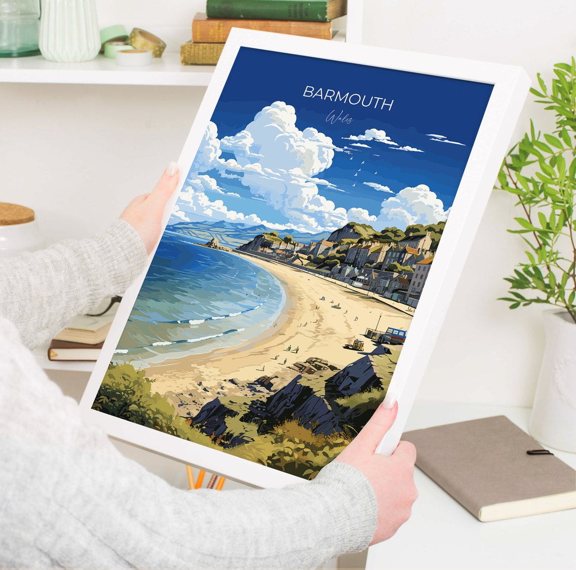Barmouth Wales Beach Coastline Cliffs Sweeping Bay View Travel Poster - Image 5
