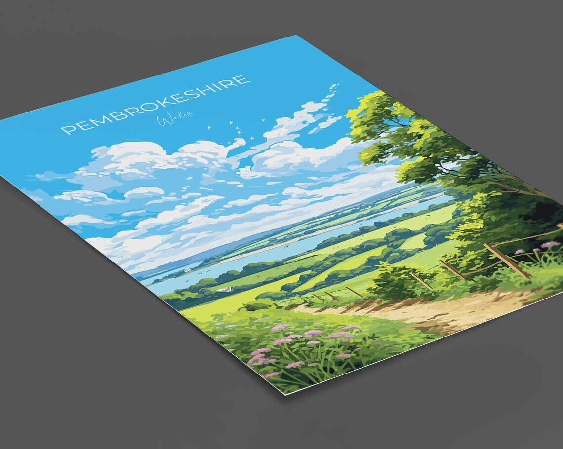 Pembrokeshire Wales Country Lane Estuary View Travel Poster Wall Decor - Image 2