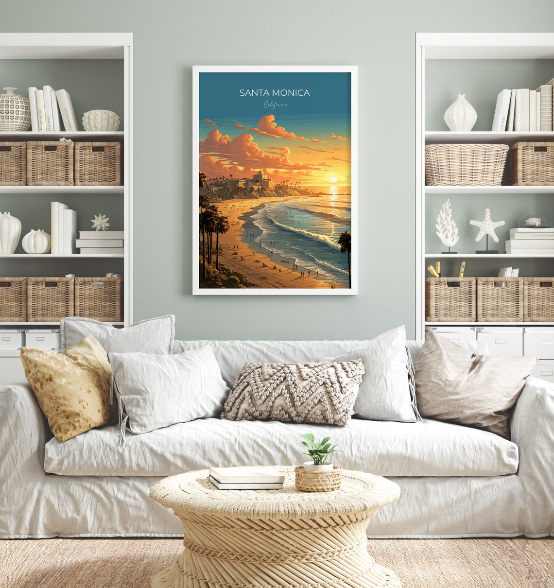 Santa Monica Travel Print Travel Poster Of Santa Monica California Santa Monica Art Lovers Gift Usa Gift Wall Art Print - Image 4