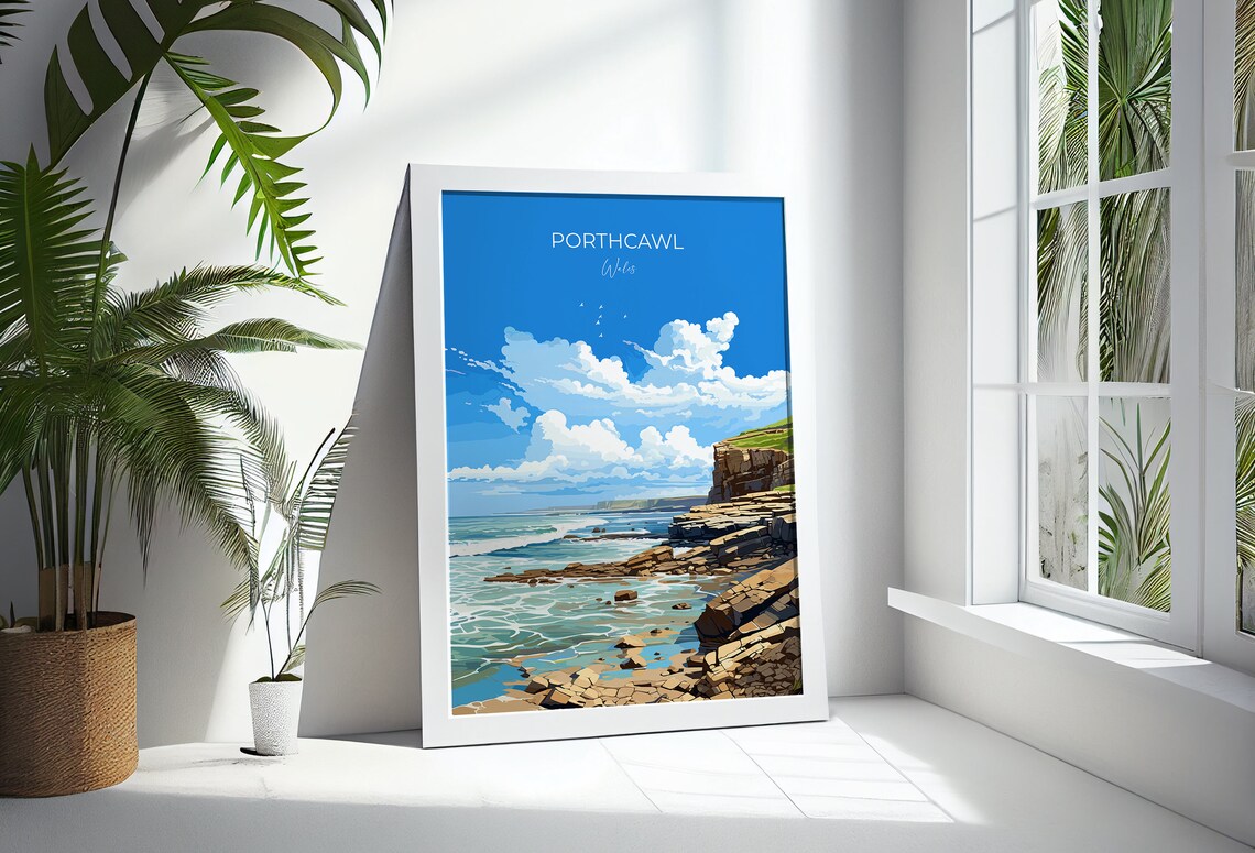 Porthcawl Travel Poster Wall Art Porthcawl Travel Print Wales Welsh Art Porthcawl Art Lovers Gift Wall Art Print - Image 3