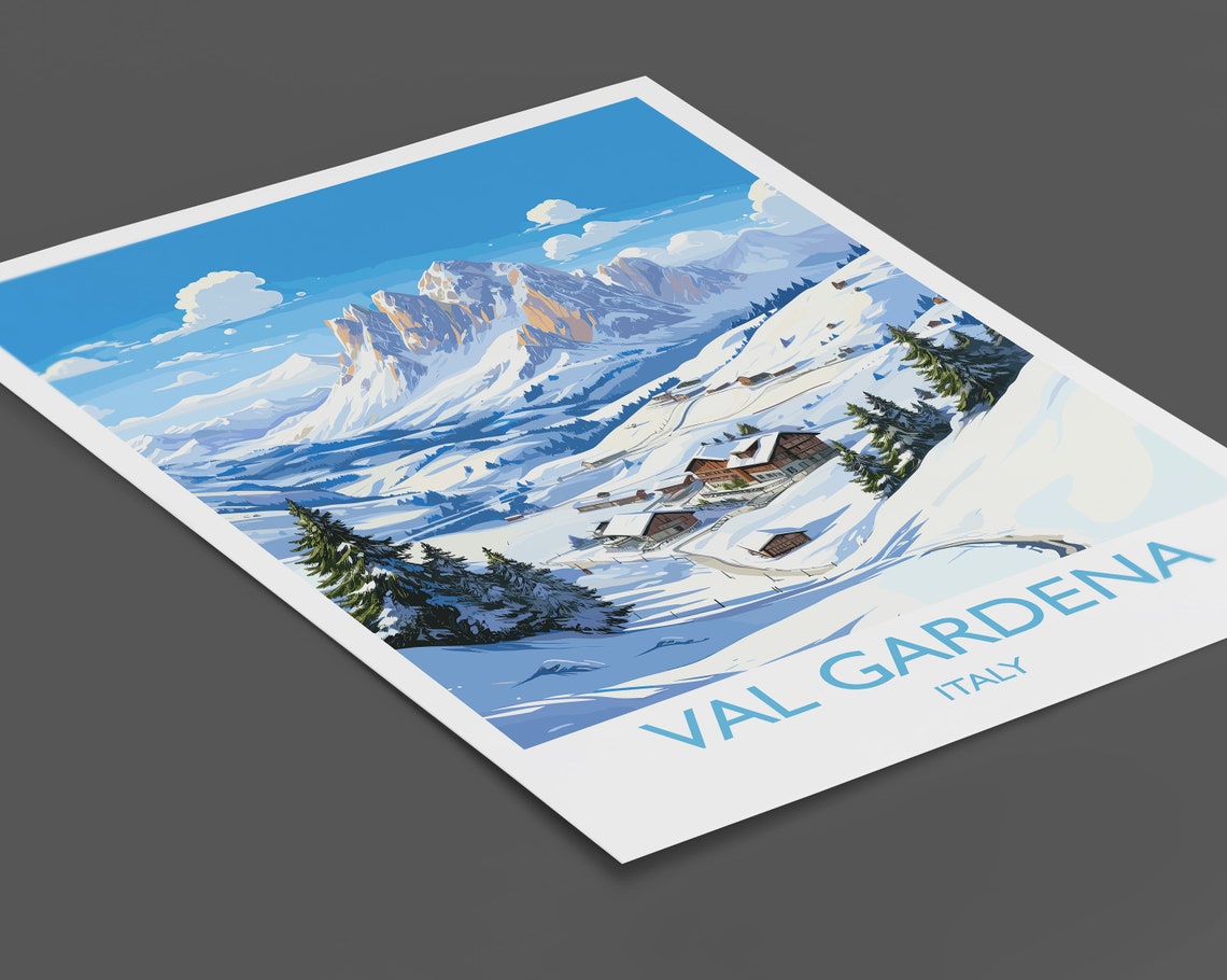 Val Gardena Wall Art Travel Poster Travel Print Of Val Gardena Ski Poster Art Gift Italy Dolomites Ski Art Travel Lovers Gift - Image 2