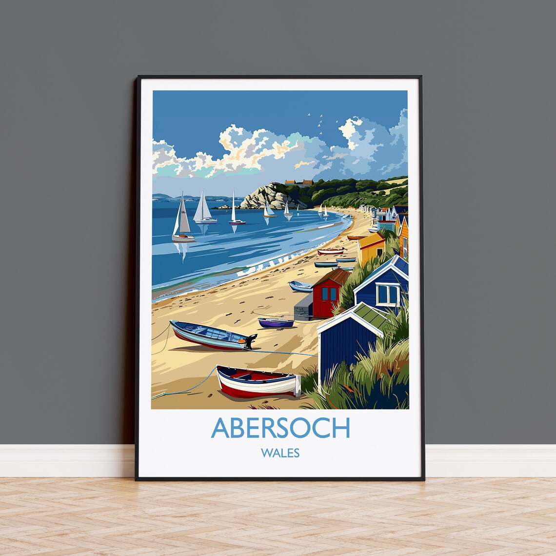 Abersoch Travel Poster, Wales Travel Art Print