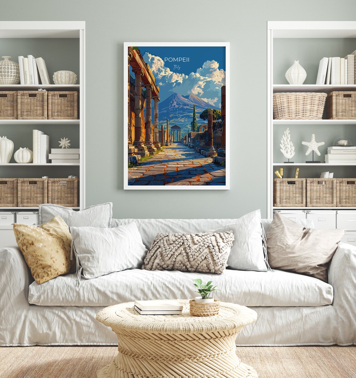 Pompeii Italy Roman Colonnade Avenue Leading to Mount Vesuvius Poster - Image 2