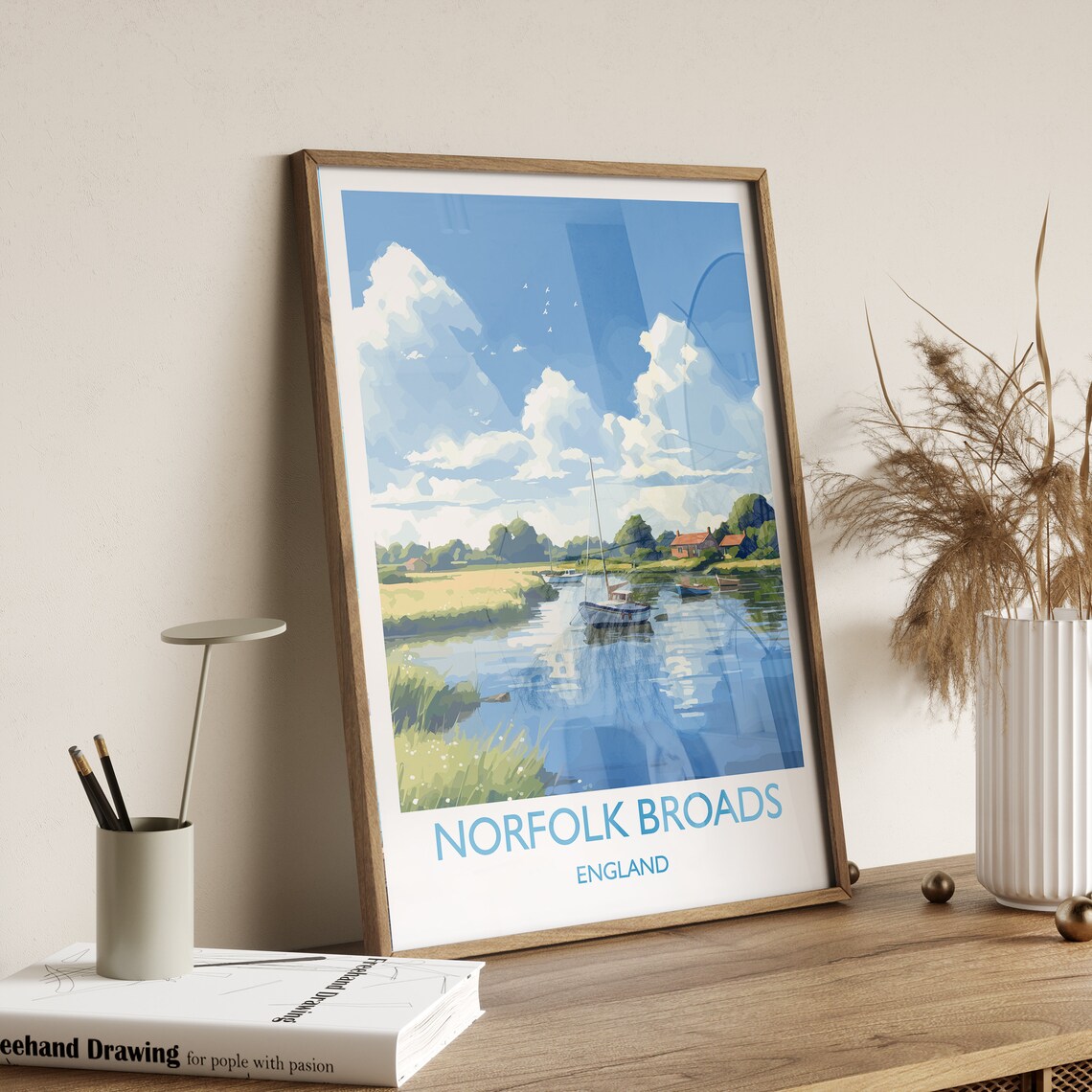 Norfolk Broads Travel Poster, England Art Print - Image 3