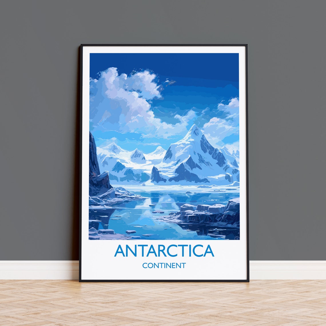 Antarctica Continent Glacier Peaks Iceberg Travel Poster Wall Decor
