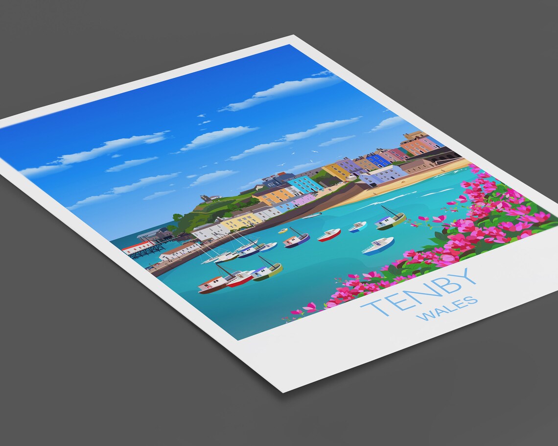 Tenby Travel Poster, Wales Travel Poster - Image 2