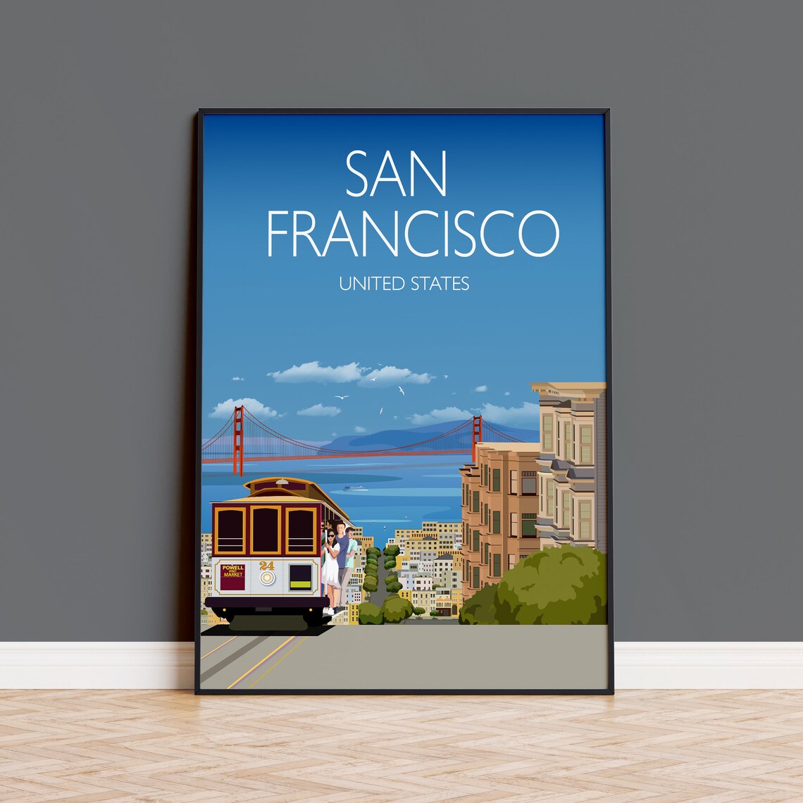 San Francisco Travel Poster, USA Travel Wall Print