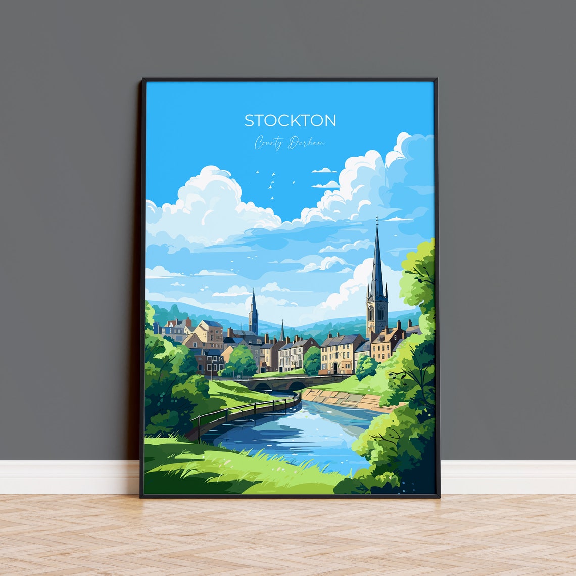 Stockton Print Travel Wall Art Travel Poster Of Stockton On Tees Stockton Art Print County Durham Wall Print Stockton Gift
