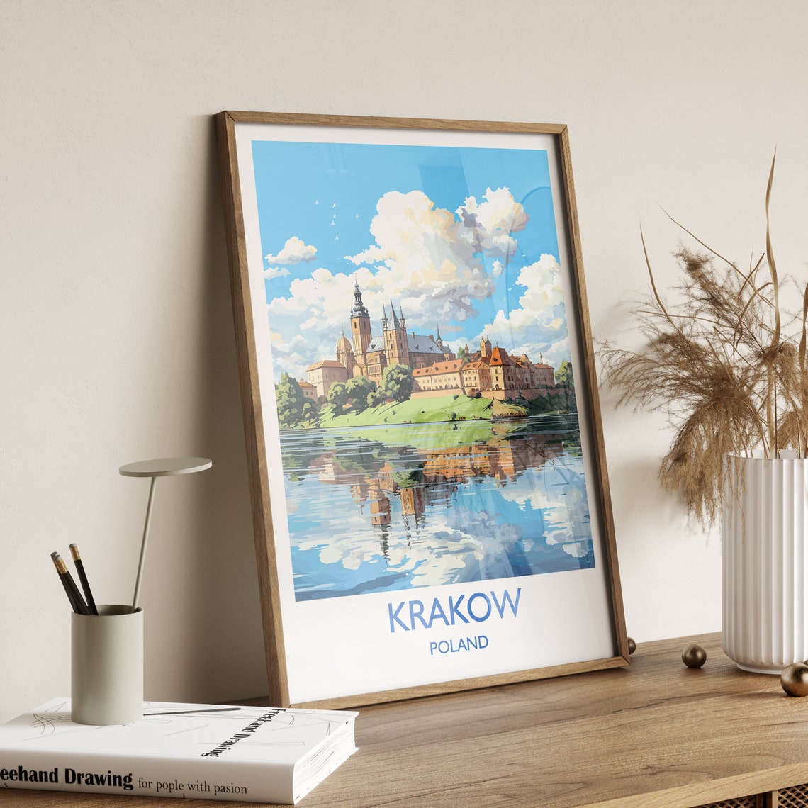 Krakow Travel Print Travel Poster Of Krakow Poland Poster Krakow Art Gift Poland Art Lovers Travel Gift - Image 2