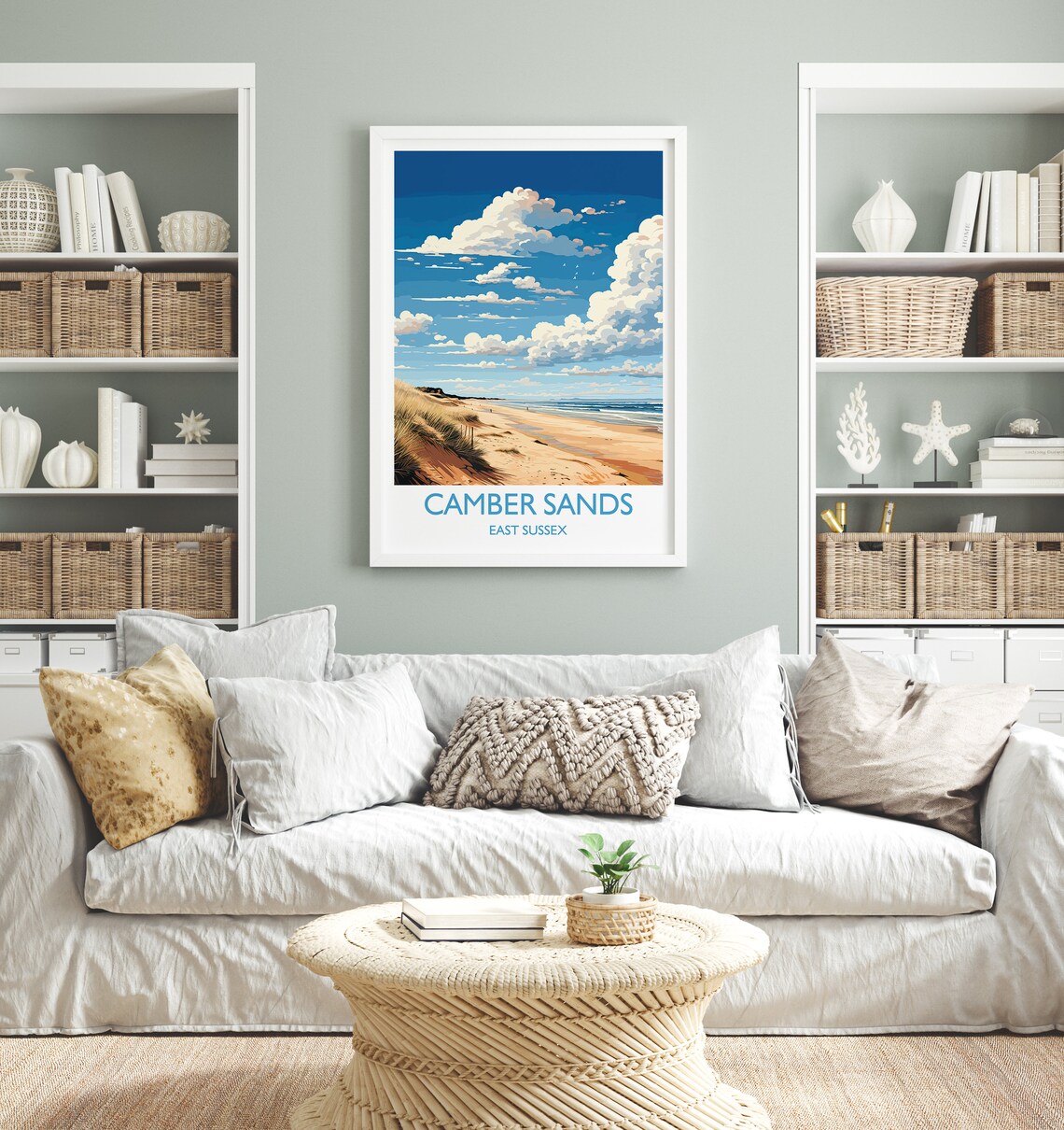 Camber Sands East Sussex Sandy Beach Dunes Blue Sky Travel Poster - Image 4