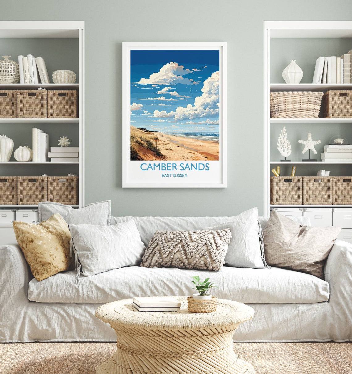 Camber Sands Travel Poster Wall Art Camber Sands Travel Print East Sussex English Coastal Art Camber Sands Gift Wall Art Print - Image 4