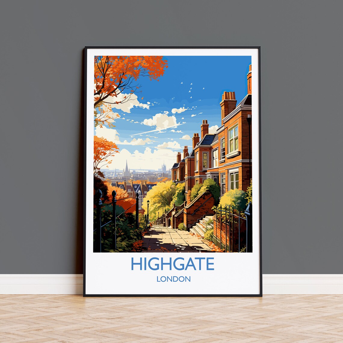 Highgate London Travel Poster, Vintage Travel Print