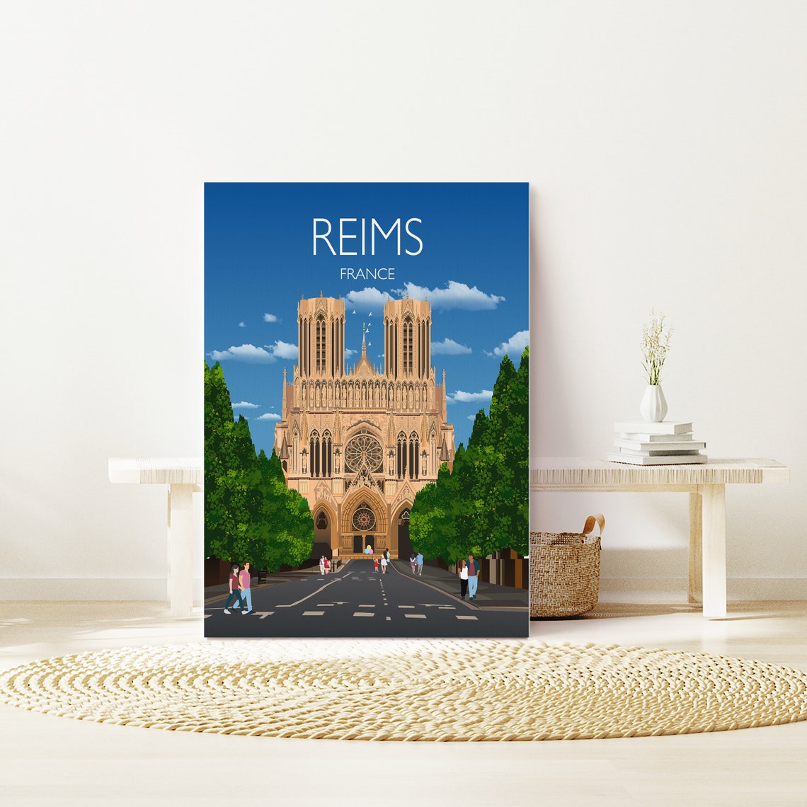 Reims Travel Poster Travel Print Of Reims France Reims Art Lovers Gift France City Wall Art Print - Image 2