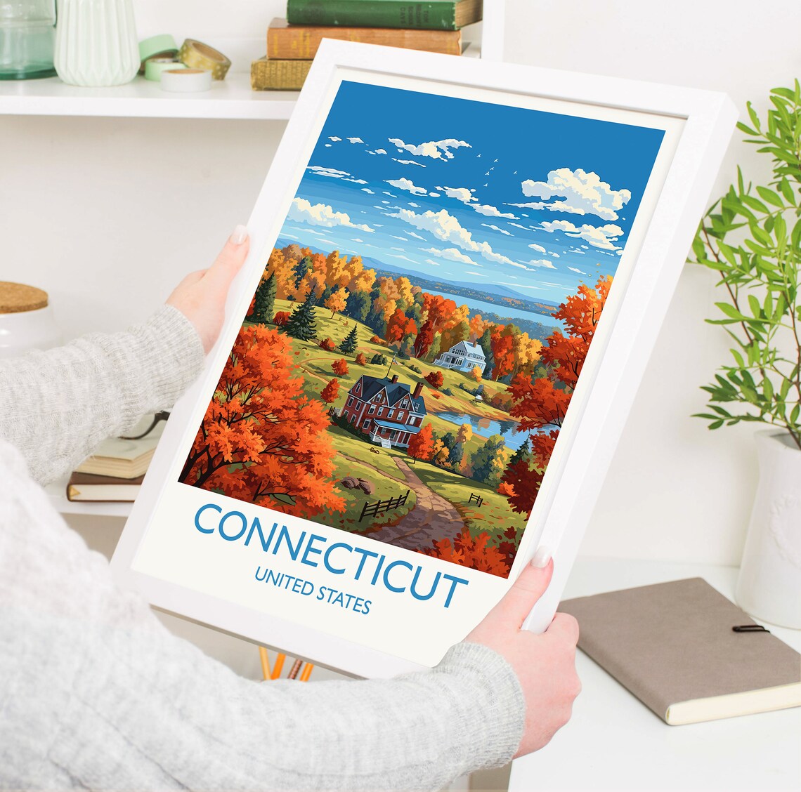 Connecticut Travel Poster, Autumn Fall State Art - Image 5