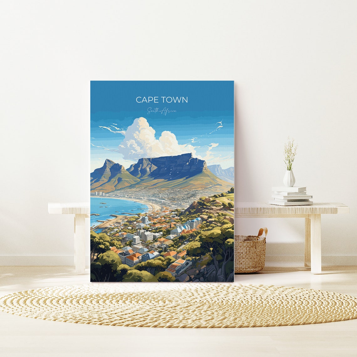 Cape Town South Africa Table Mountain Seaside Hills View Travel Poster - Image 2