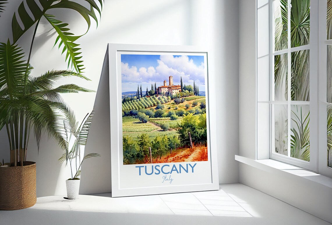Tuscany Travel Poster, Watercolour Travel Print - Image 3