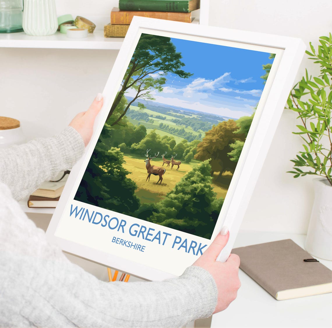 Windsor Great Park Berkshire Red Deer Vintage Retro Travel Poster - Image 3