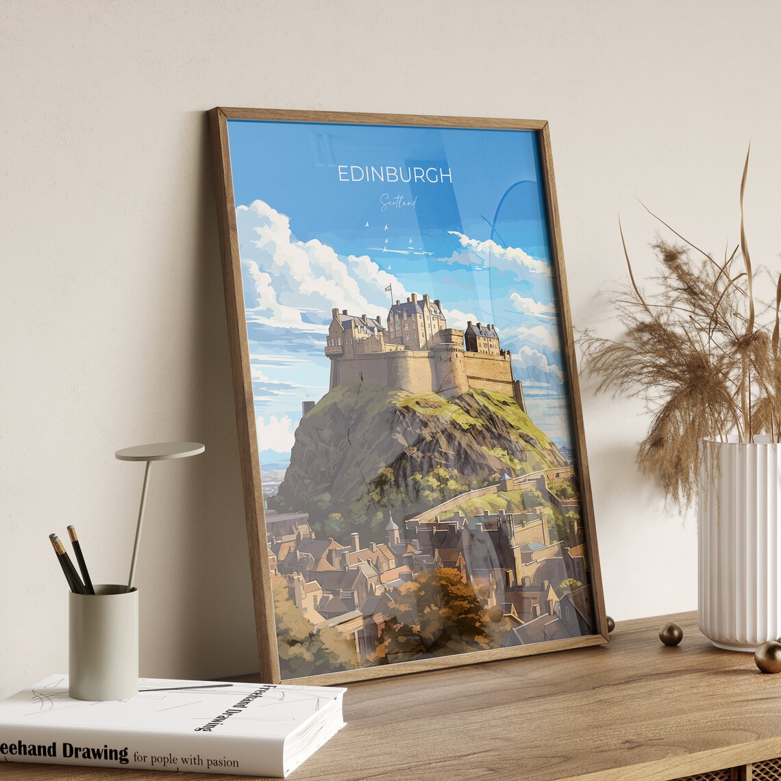 Edinburgh Scotland Castle On The Rock City View Travel Poster - Image 2