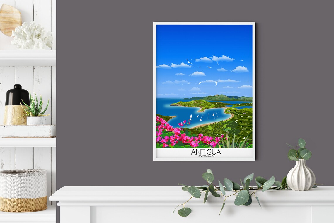Antigua Travel Poster, Leeward Islands Travel Poster - Image 2