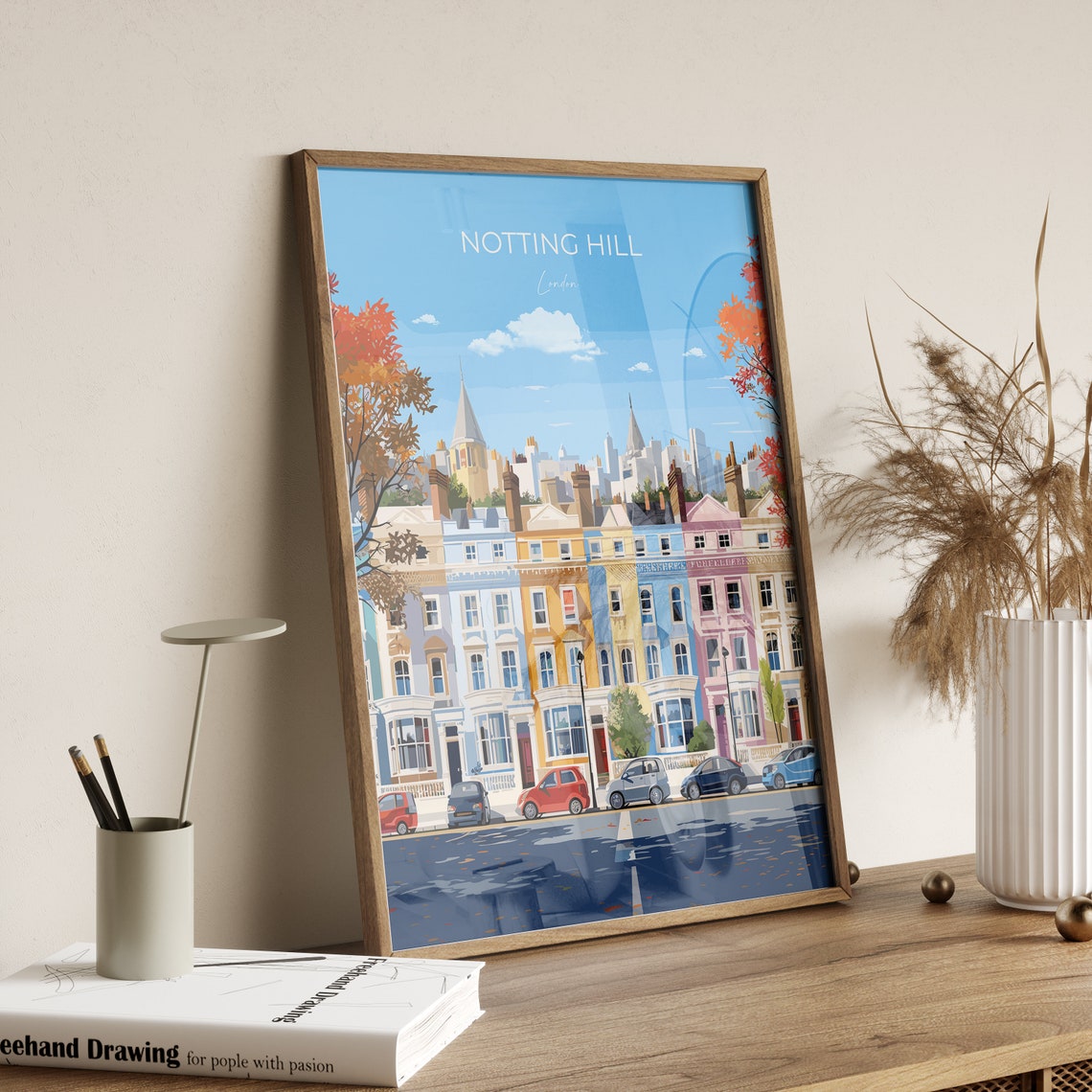 Notting Hill Travel Poster Wall Art Travel Print Of Notting Hill London Poster Notting Hill Art Gift London Art Uk Travel Gift - Image 2