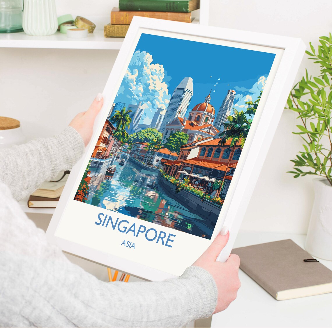 Singapore Travel Print Travel Poster Of Singapore Singapore Wall Art Lovers Gift Singapore Art - Image 3