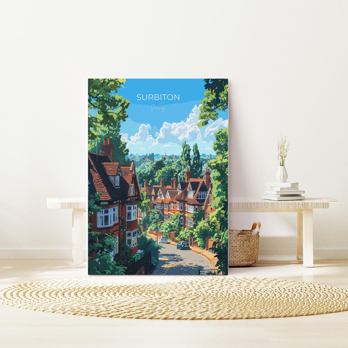Surbiton Surrey Leafy Victorian Street Summer Daytime Travel Poster - Image 2