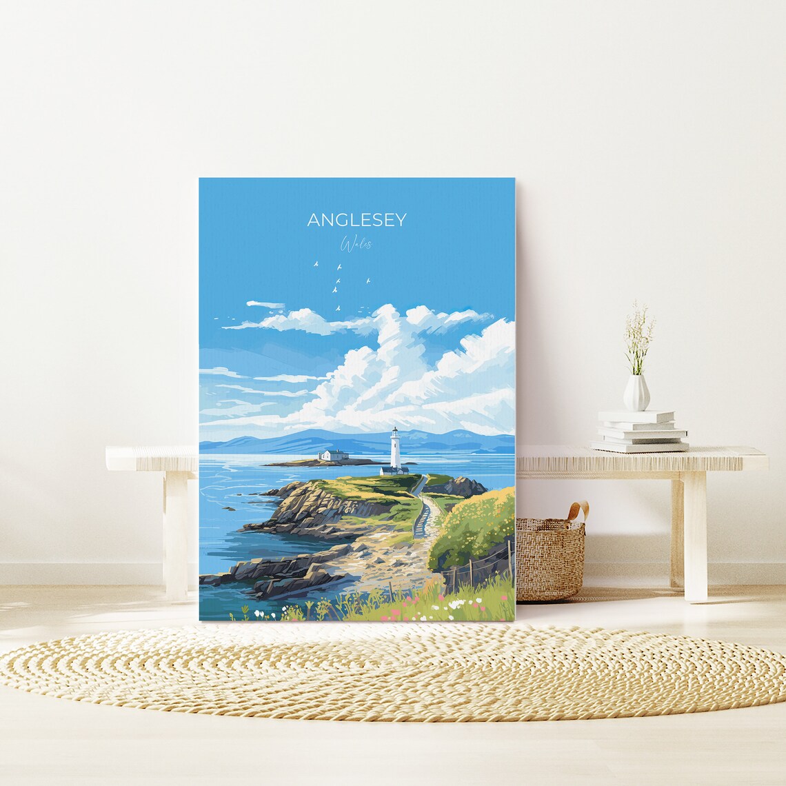 Anglesey Wales Lighthouse Rocky Headland Wild Coast Travel Poster - Image 4