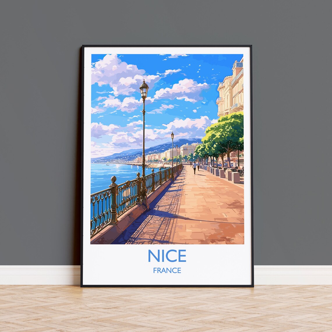 Nice France Travel Poster, Europe Wall Art