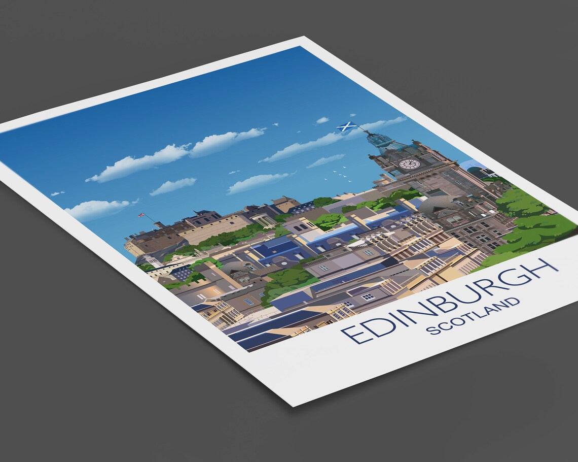 Edinburgh Cityscape Travel Poster, Scotland Travel Art - Image 2