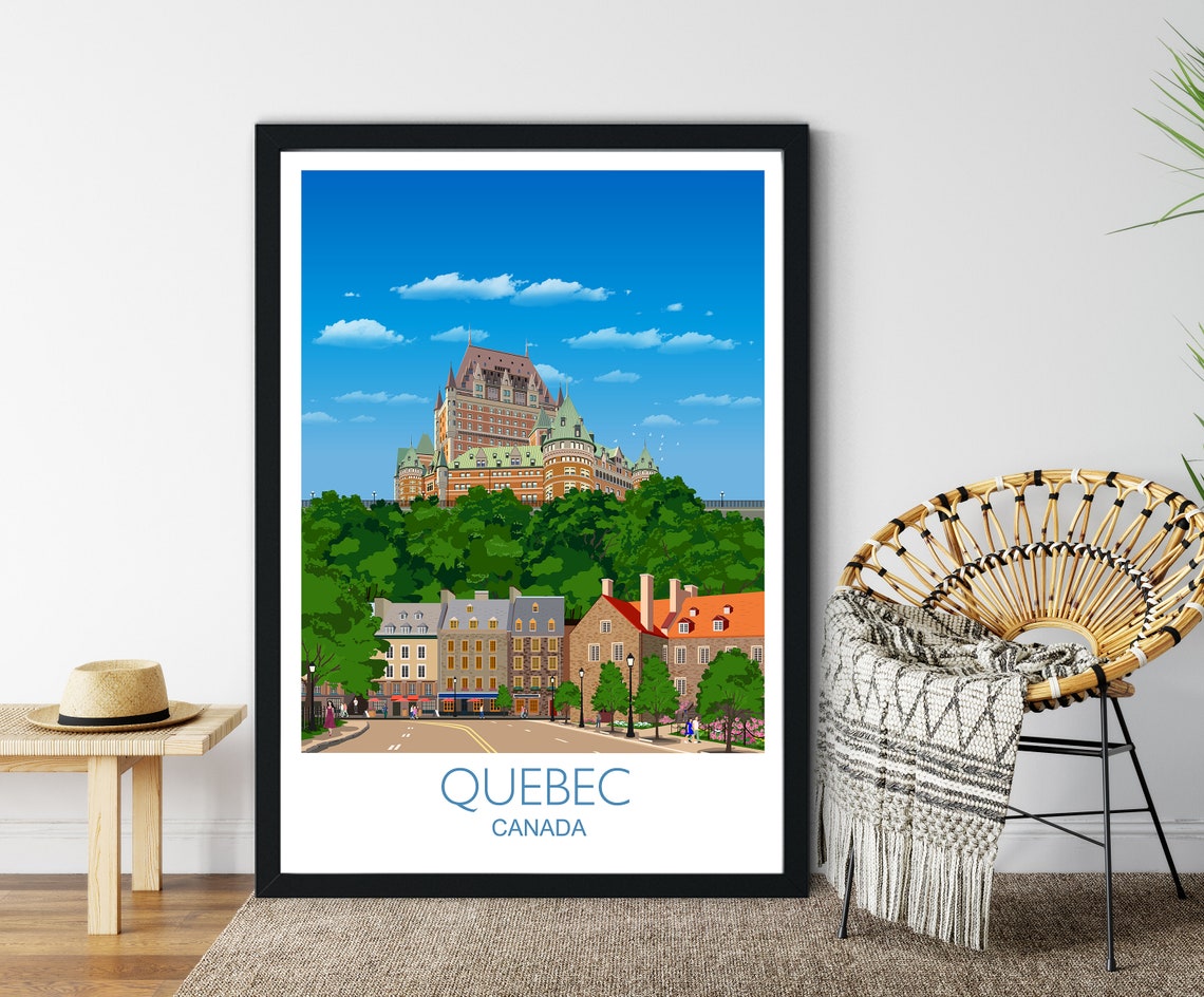 Travel Poster Of Quebec Travel Print Of Quebec City Of Quebec Canada Canada Travel Poster Quebec Cityscape