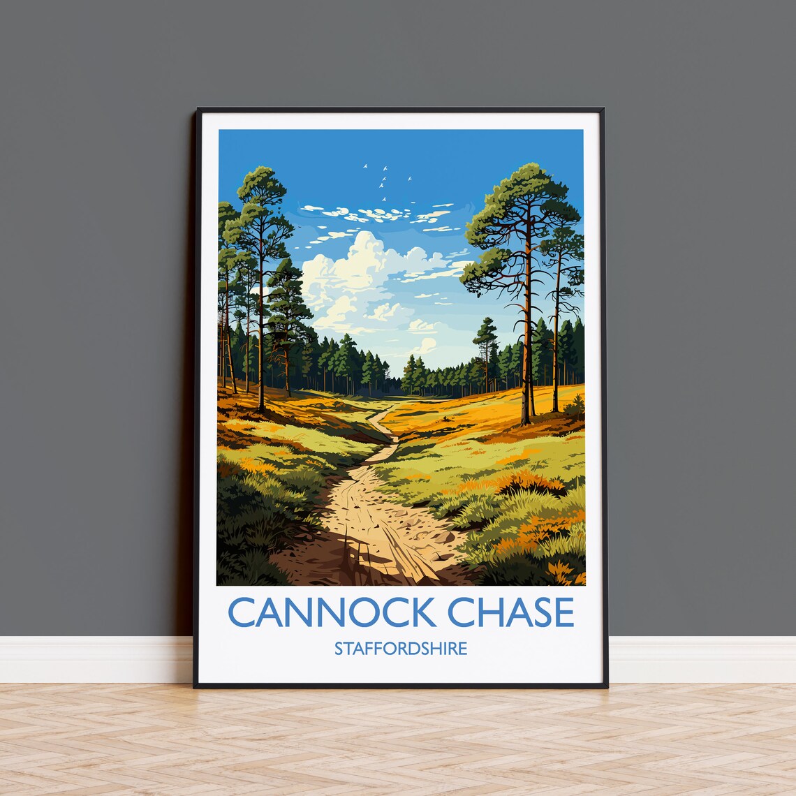 Cannock Chase Travel Print Travel Poster Of Cannock Chase England Staffordshire Art Cannock Chase Art Lovers Gift Wall Art Print