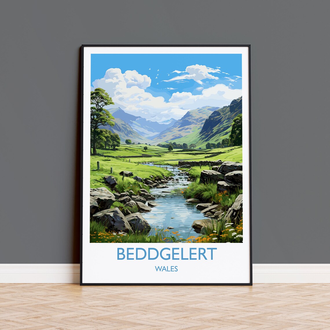 Beddgelert Travel Poster, Snowdonia Welsh Art Print