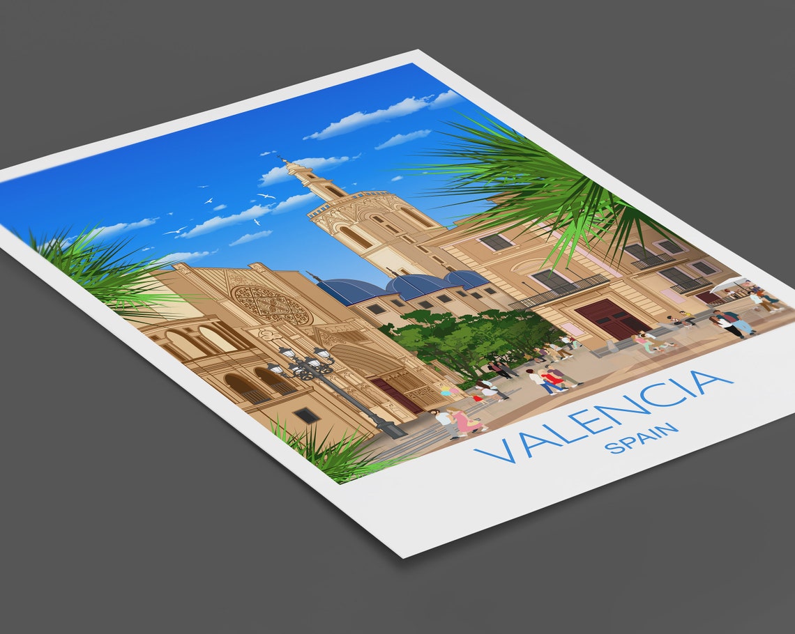 Valencia Cityscape Travel Poster - Image 2