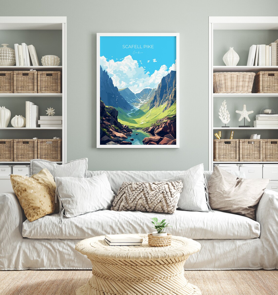 Scafell Pike Travel Poster, England Cumbria Art - Image 4