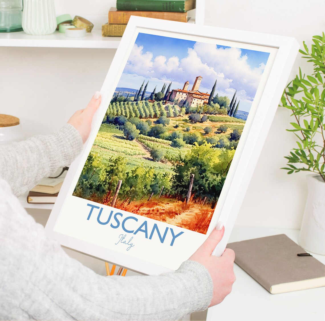 Tuscany Travel Poster, Watercolour Travel Print - Image 5