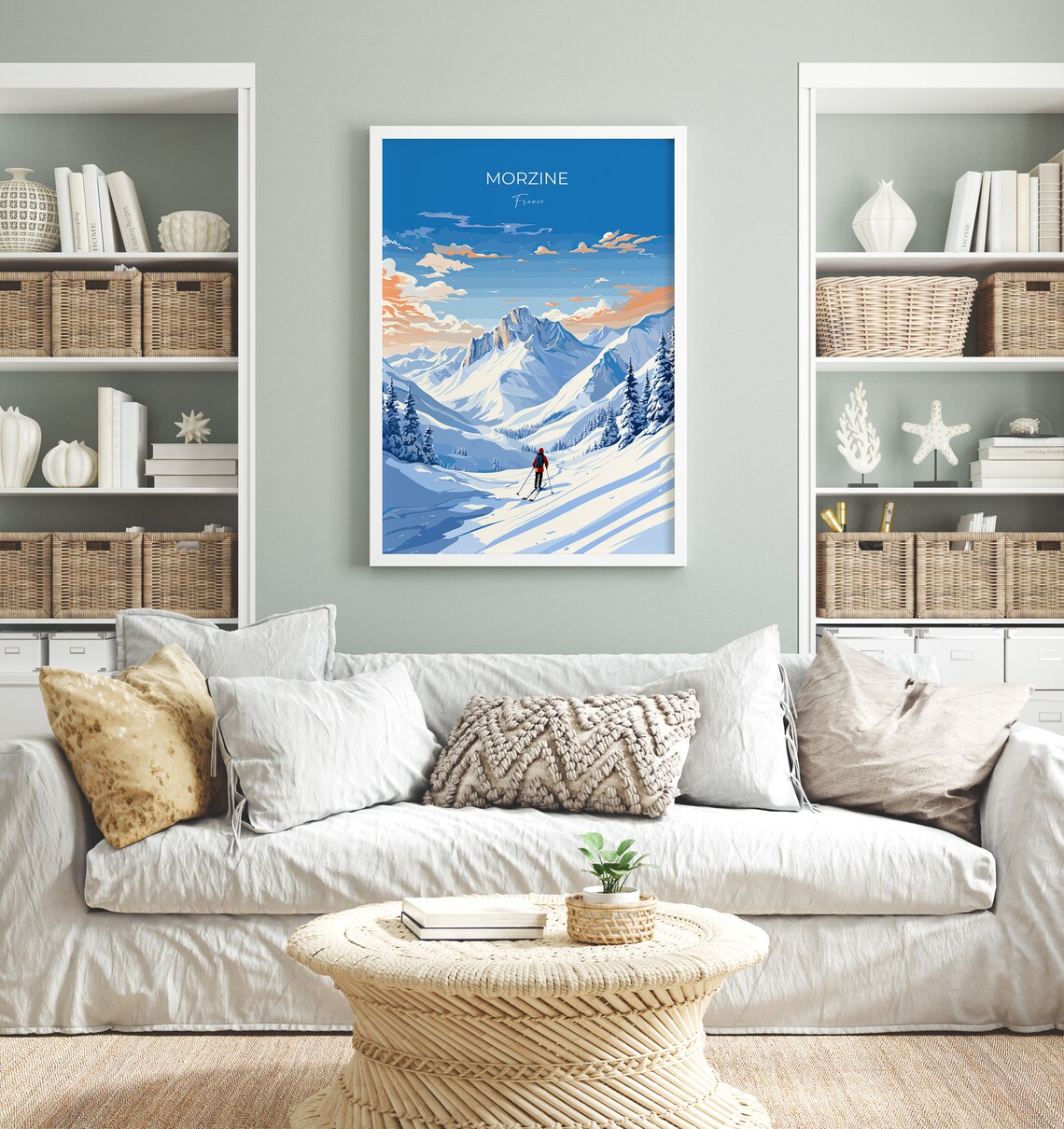 Morzine France Alpine Ski Resort Snowy Peaks Glowing Sunset Poster - Image 4