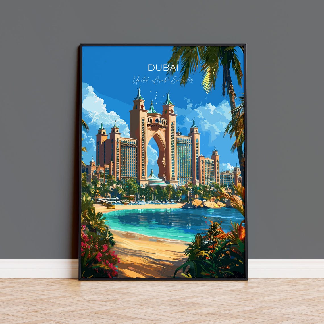 Atlantis The Palm Beachfront Resort View Dubai Travel Poster