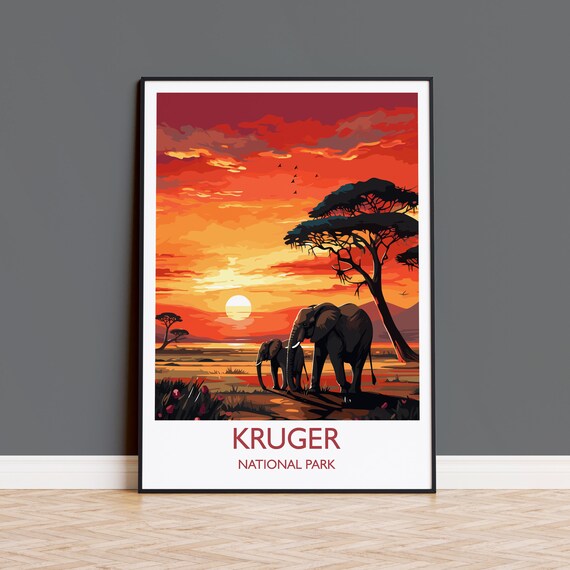 Kruger Travel Print Travel Poster Of Kruger Kruger Sunset Art Lovers Gift South Africa Art Gift Wall Art Print