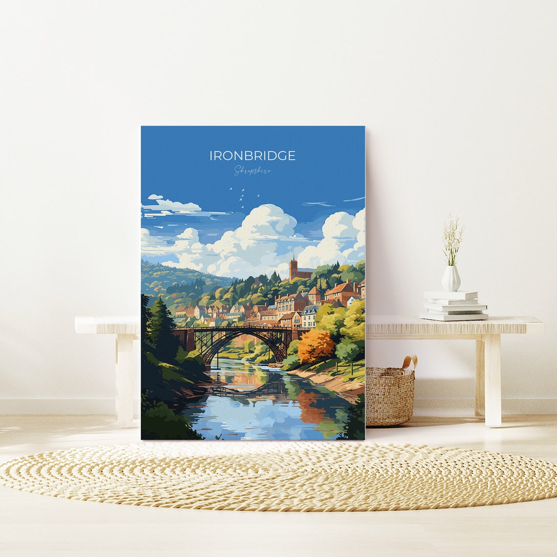 Ironbridge Shropshire Iron Bridge River Gorge Vintage Script Poster - Image 2