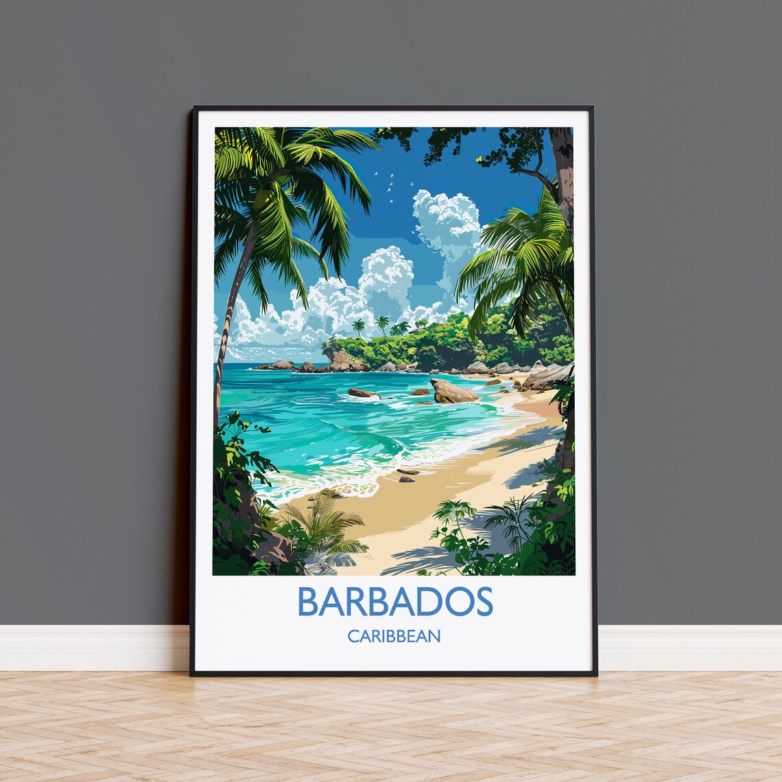 Barbados Travel Poster, Caribbean Wall Art Print