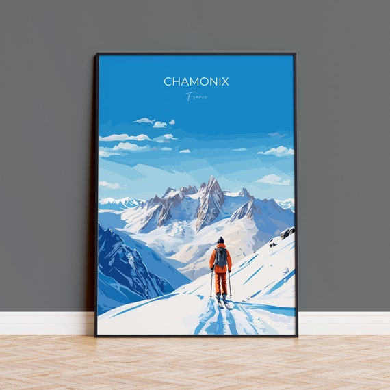 Chamonix Wall Art Travel Print Travel Poster Of Chamonix Ski Poster Chamonix Art Gift France Ski Art Travel Gift
